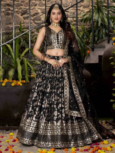 7100 BLACK BY ZEEL DESIGNER DOLA SILK LEHENGA CHOLI WHOLESALER IN INDIA
